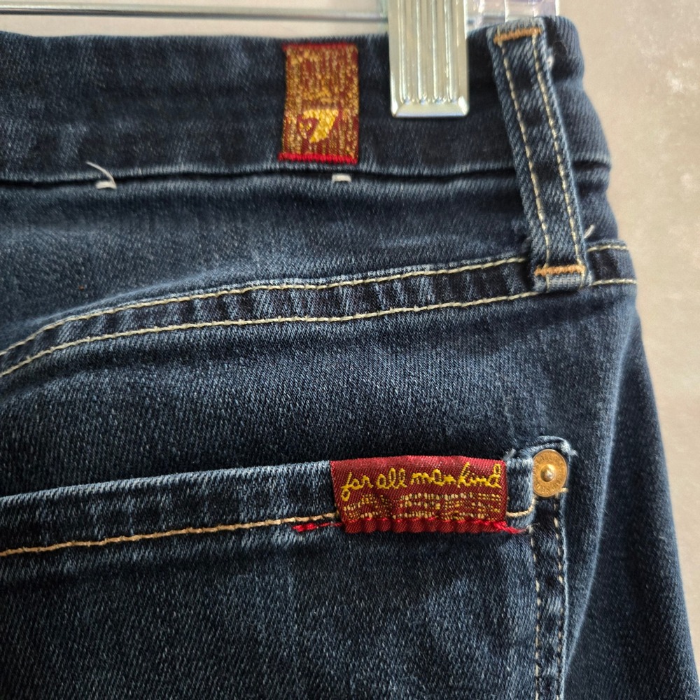7 For All Mankind Size 28 Bootcut Jeans Dark Wash Indigo Stretch Denim #1427 - Picture 9 of 10